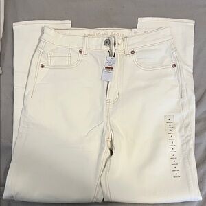 American Eagle Outfitters Women's Cream Straight Leg Jeans